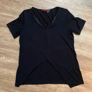 BKE Red Black V Neck Tee